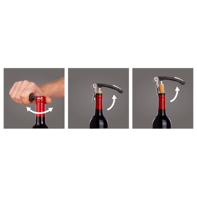 DOUBLE HINGED CORKSCREW - BLACK - VACU VIN # 6851460