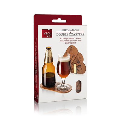 BOTTLE & GLASS DOUBLE COASTER SET OF 6