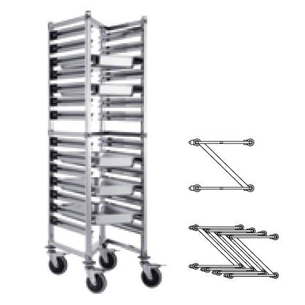 (DISMOUNTABLE) Z SHELF HEIGHTENED 1/1 TRAY TROLLEY - SILVER - KITCHENWARE # 011113