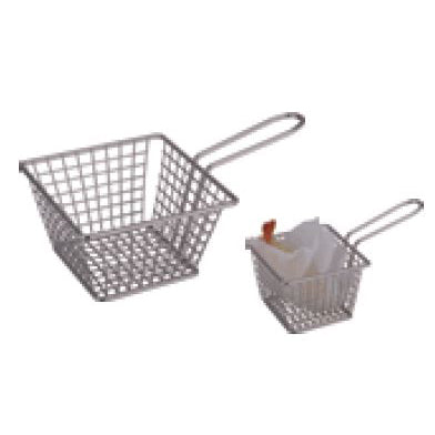 SQUARE STAINLESS STEEL TILT TYPE SMALL FRYING BASKET - SILVER - KITCHENWARE # 032193