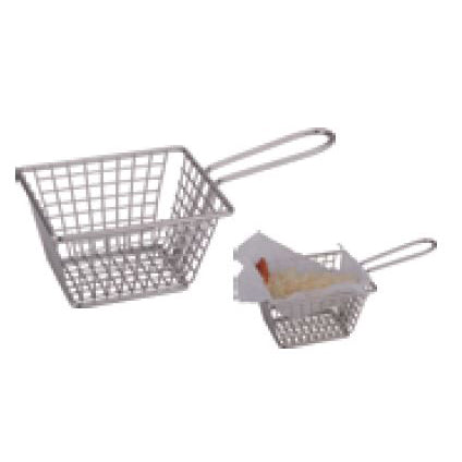 RECTANGULAR STAINLESS STEEL TILT TYPE SMALL FRYING BASKET - SILVER - KITCHENWARE # 034193