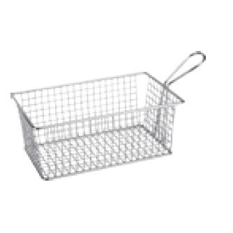 SQUARE STAINLESS STEEL STRAIGHT SMALL FRYING BASKET - SILVER - KITCHENWARE # 036193