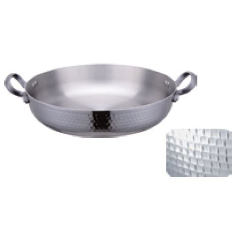 THREE - LAYER STEEL HAMMERED TEMPURA PAN WITH CAST LUG - SILVER - KITCHENWARE # 397102