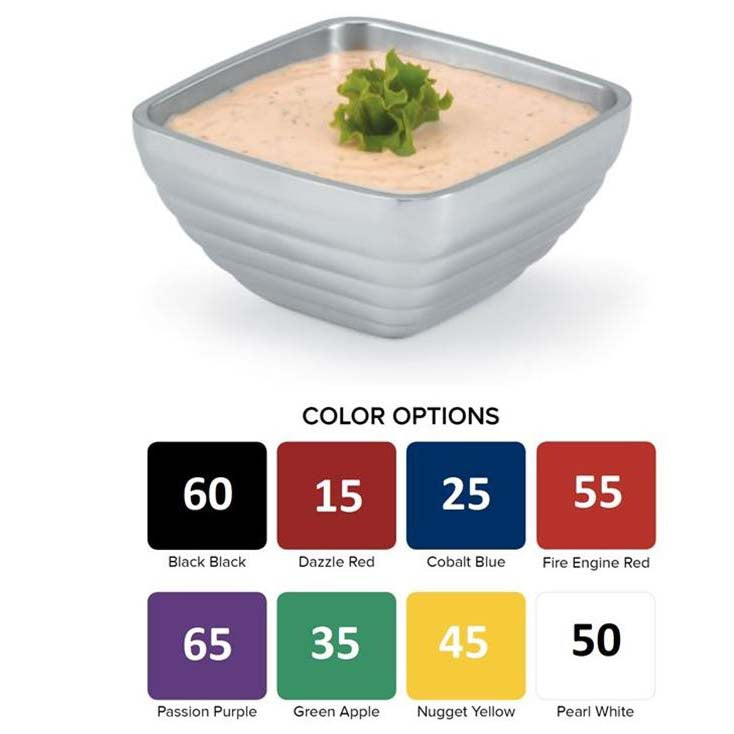 COLORED DOUBLE WALL INSULATED SERVING BOWLS - SQUARE - ASSORTED - VOLLRATH # 47632