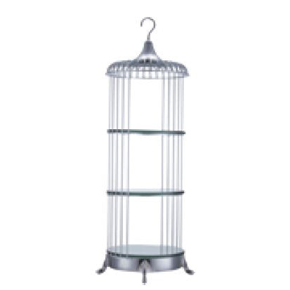 STAINLESS STEEL THREE LAYER BIRDCAGE FOOD SHELF - SILVER - KITCHENWARE # 486129