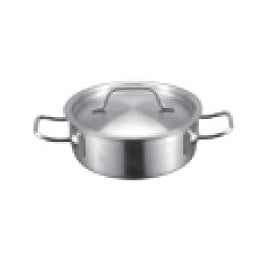 STAINLESS STEEL SHORT BODY SAUCE POT WITH COMPOUND BOTTOM (DOUBLE LUGS) - SILVER - KITCHENWARE # 601101