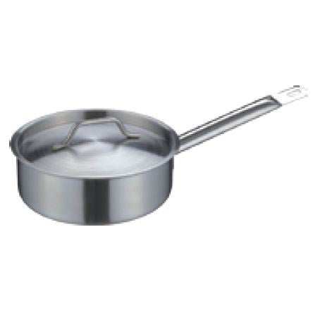 STAINLESS STEEL SHORT BODY SAUCE POT WITH COMPOUND BOTTOM (SINGLE HANDLE) - SILVER - KITCHENWARE # 607101