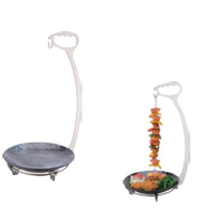 STAINLESS STEEL KABAB RACKWITHKOREAN STYLE DISH - SILVER - KITCHENWARE # 627121