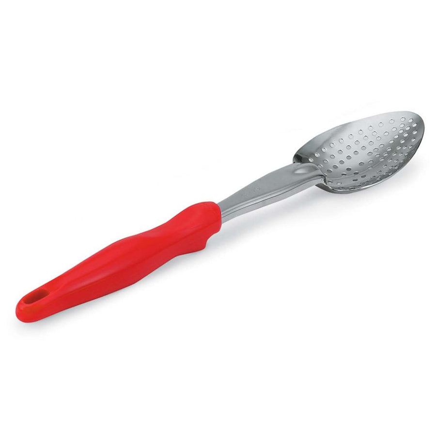 STAINLESS STEEL BASTING PERFORATED SPOONS WITH ERGO GRIP HANDLE - RED - VOLLRATH # 6414240