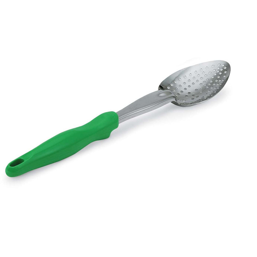 STAINLESS STEEL BASTING PERFORATED SPOONS WITH ERGO GRIP HANDLE - GREEN - VOLLRATH # 6414270