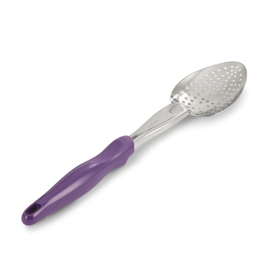 STAINLESS STEEL BASTING PERFORATED SPOONS WITH ERGO GRIP HANDLE - PURPLE - VOLLRATH # 6414280