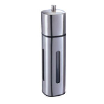 SQUARE STAINLESS STEEL VERTICAL WINDOW PEPPER MILL - SILVER - KITCHENWARE # 821194