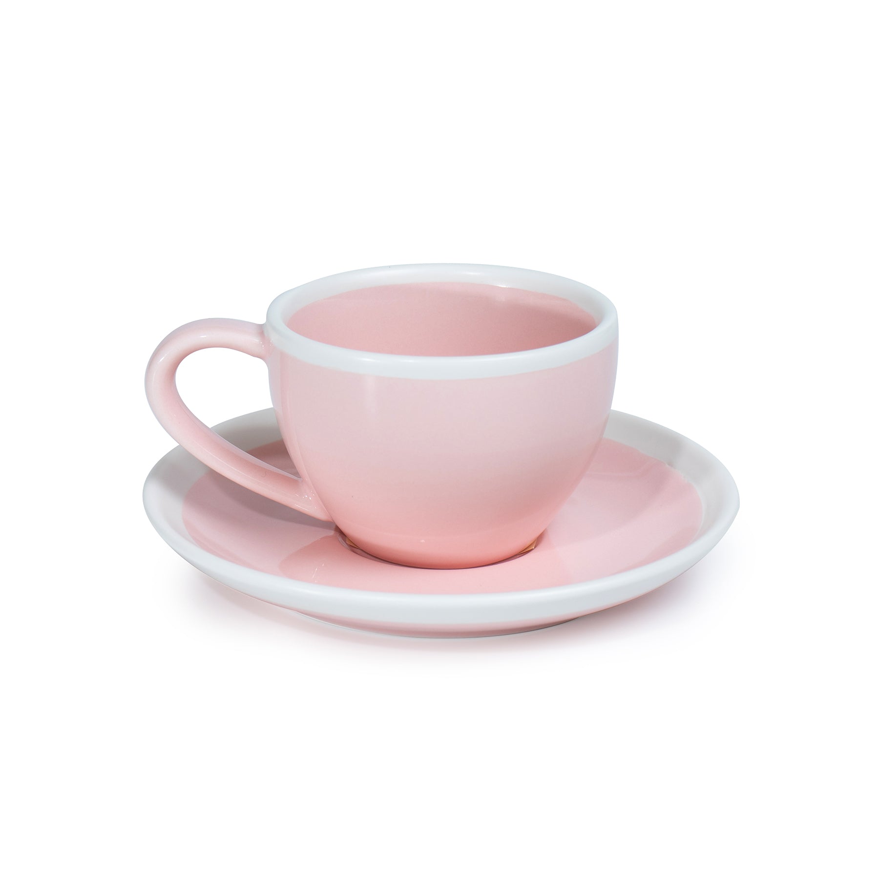 Set 4 Crystal Coffee Cups With Saucer Heart Pearl Pink 85ml - Maria Pia Casa