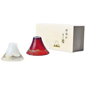 FUJI MOUNTAIN SAKE CUP WHITE & RED - ASSORTED - TOYO SASAKI # G636-T74