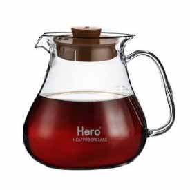 600ML BOROSILICATE GLASS POT W/COVER - HERO # HE-POT600GL