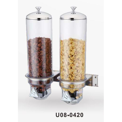 WALL MOUNTED TWO 4L CEREAL DISPENSER - STAINLESS STEEL - SUNNEX # U08-420