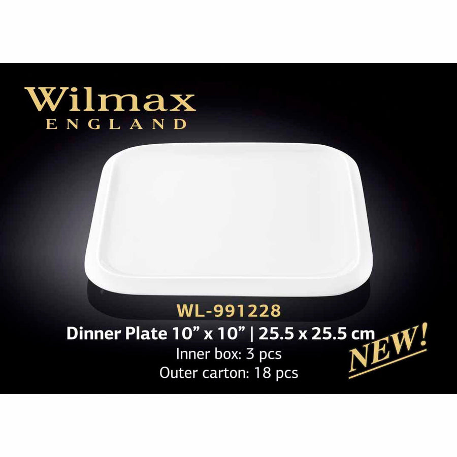 10" X 10" | 25.5 X 25.5 CM DINNER PLATE - WHITE - WILMAX #WL-991228