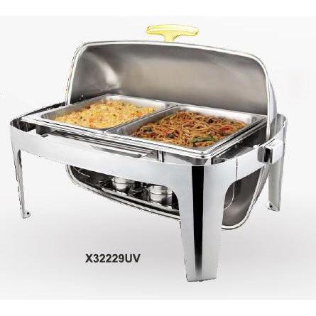 ELITE RECT ROLL TOP CHAFER WITH TWO 4.5L FOOD CONTAINER - STAINLESS STEEL - SUNNEX # X32229V